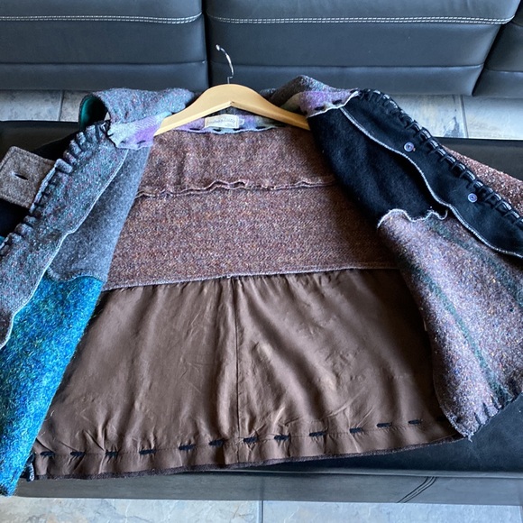 Upcycled Wool BAABAAZUZU Jacket Teal/Brown/Black Colour Pallet Size Medium - Picture 9 of 12